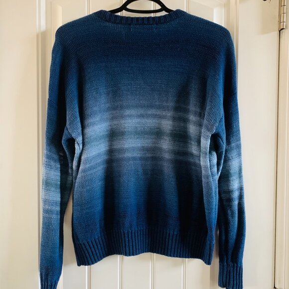 Lauren Ralph Lauren Blue Ombré-Stripe Cotton-Linen Sweater | Medium - Picture 5 of 8